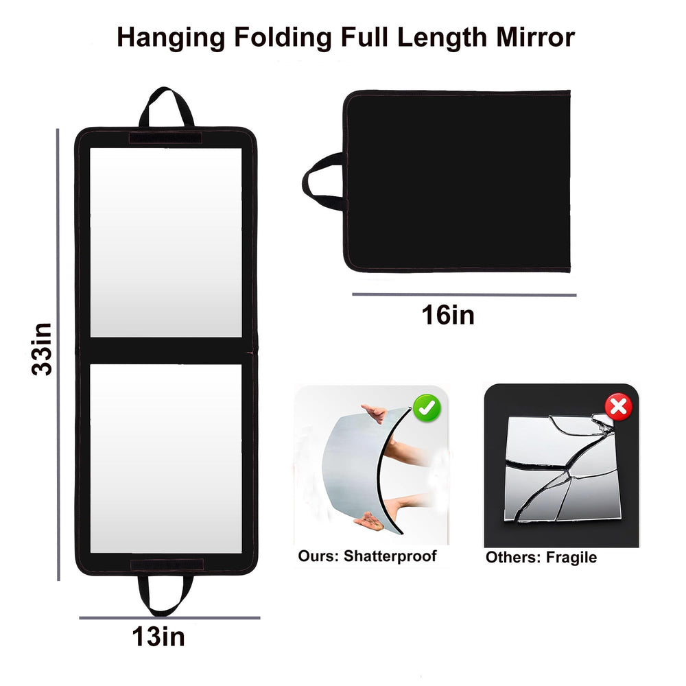 Miroir LPHUMEX pliable et facile à accrocher sur porte pour voyage.