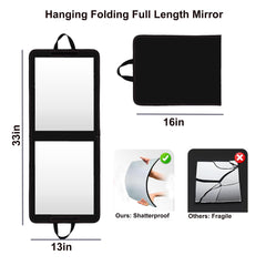 Miroir LPHUMEX pliable et facile à accrocher sur porte pour voyage.