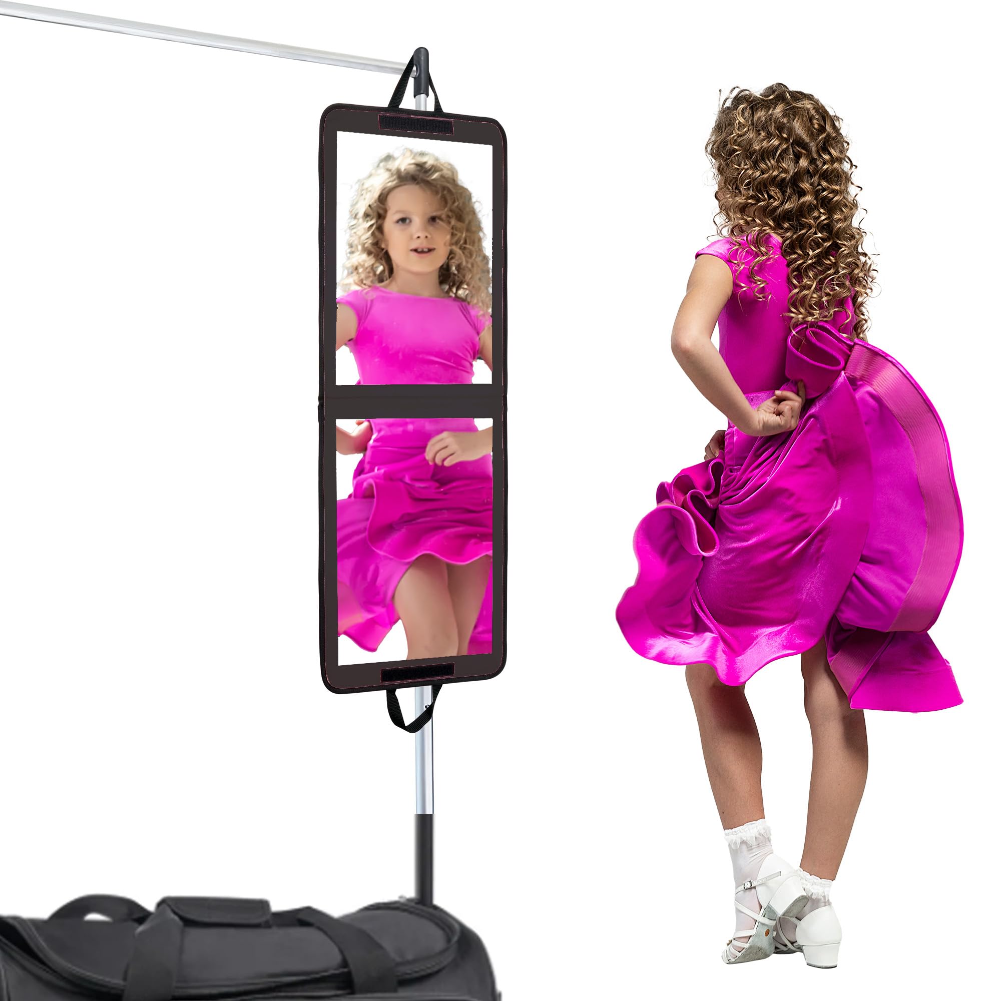 Miroir LPHUMEX portable pour porte, corps entier avec cadre noir et dimensions 33x13.