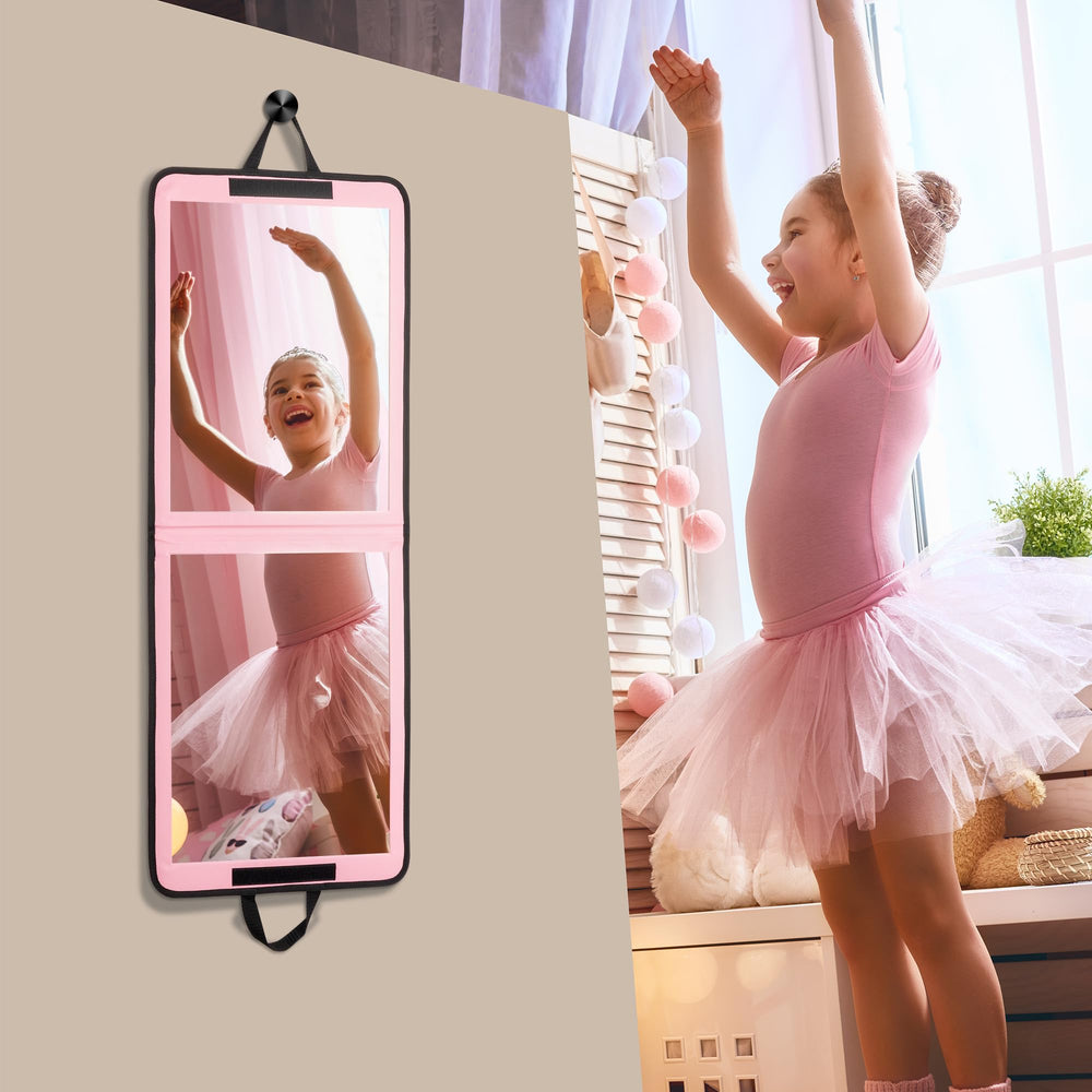 LPHUMEX miroir porte pliable rose, fermé et compact pour rangement facile