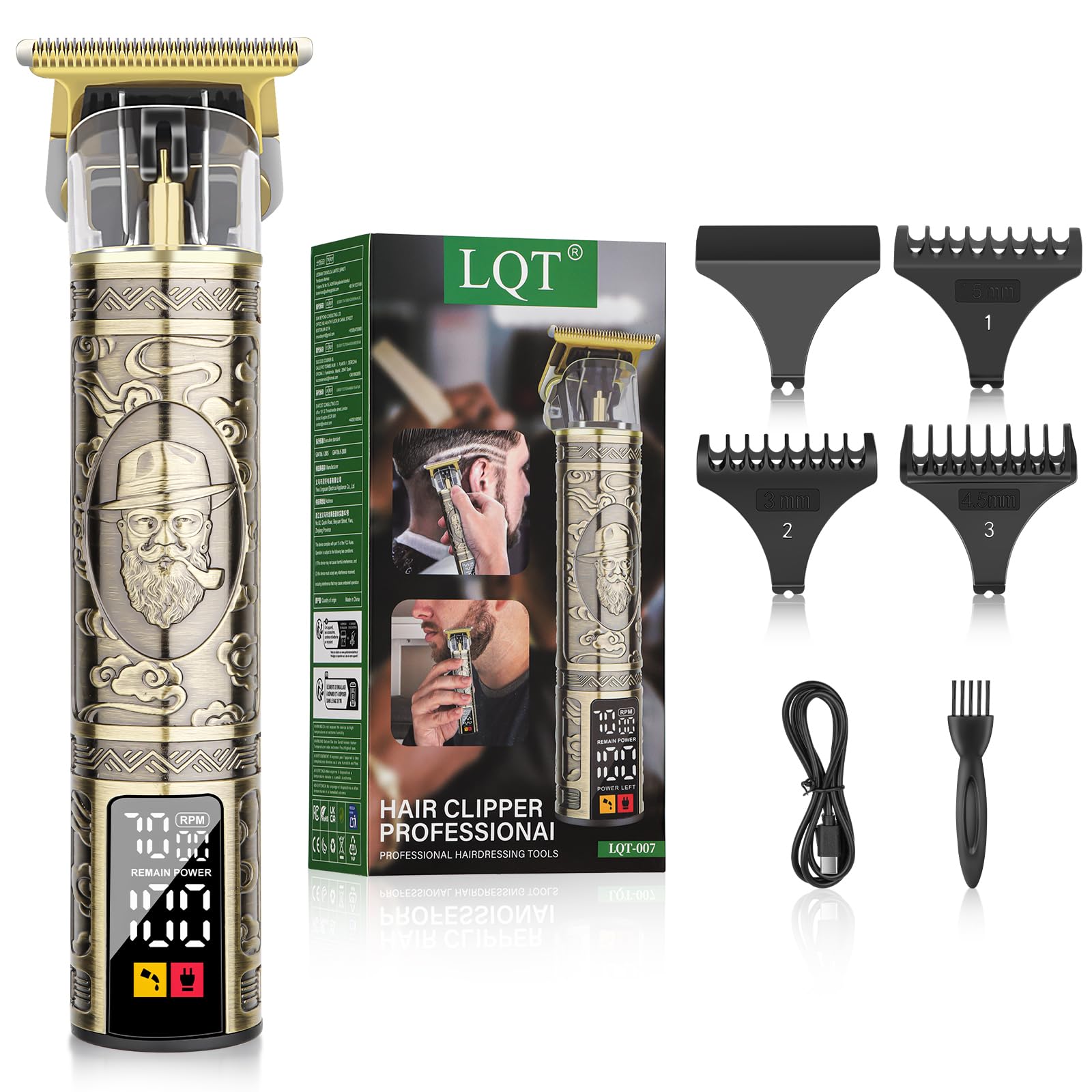 LQT Trimmer barbe avec tete T zero-gap pour coupe nette.