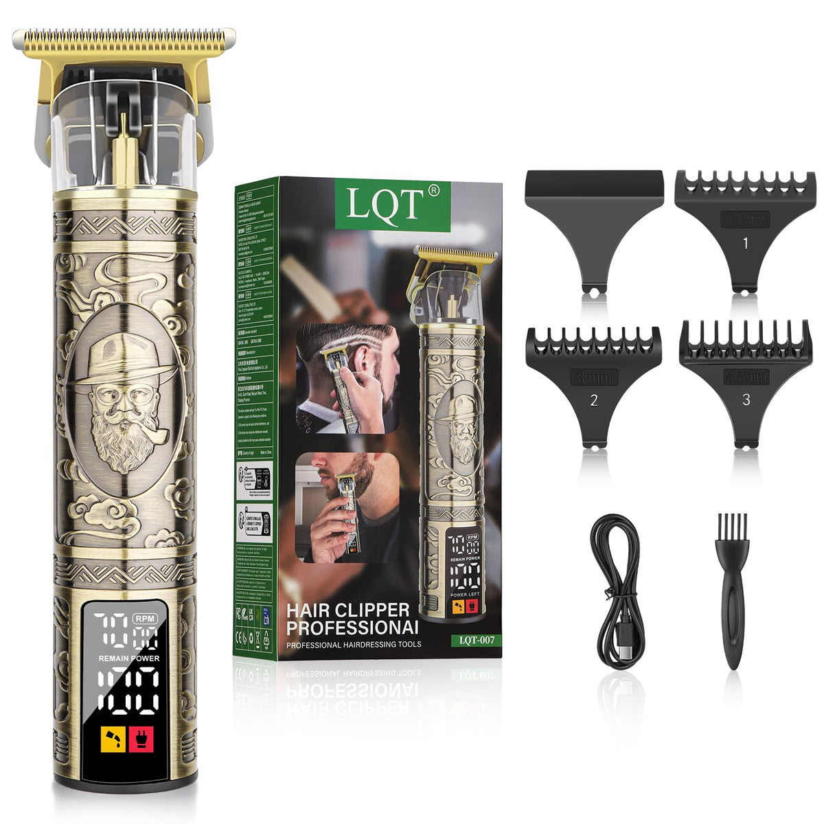 LQT Trimmer barbe avec tete T zero-gap pour coupe nette.