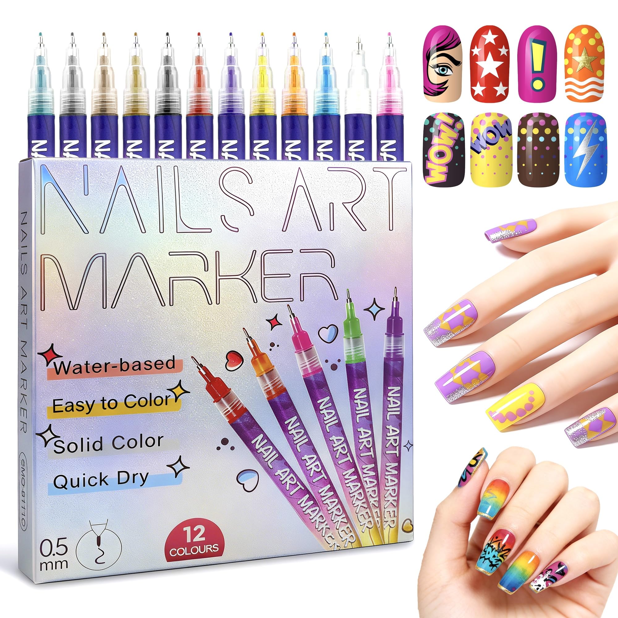 LRMEUMA ensemble-stylo-art-ongles-12-couleurs: palette complète pour designs d’ongles éclatants.