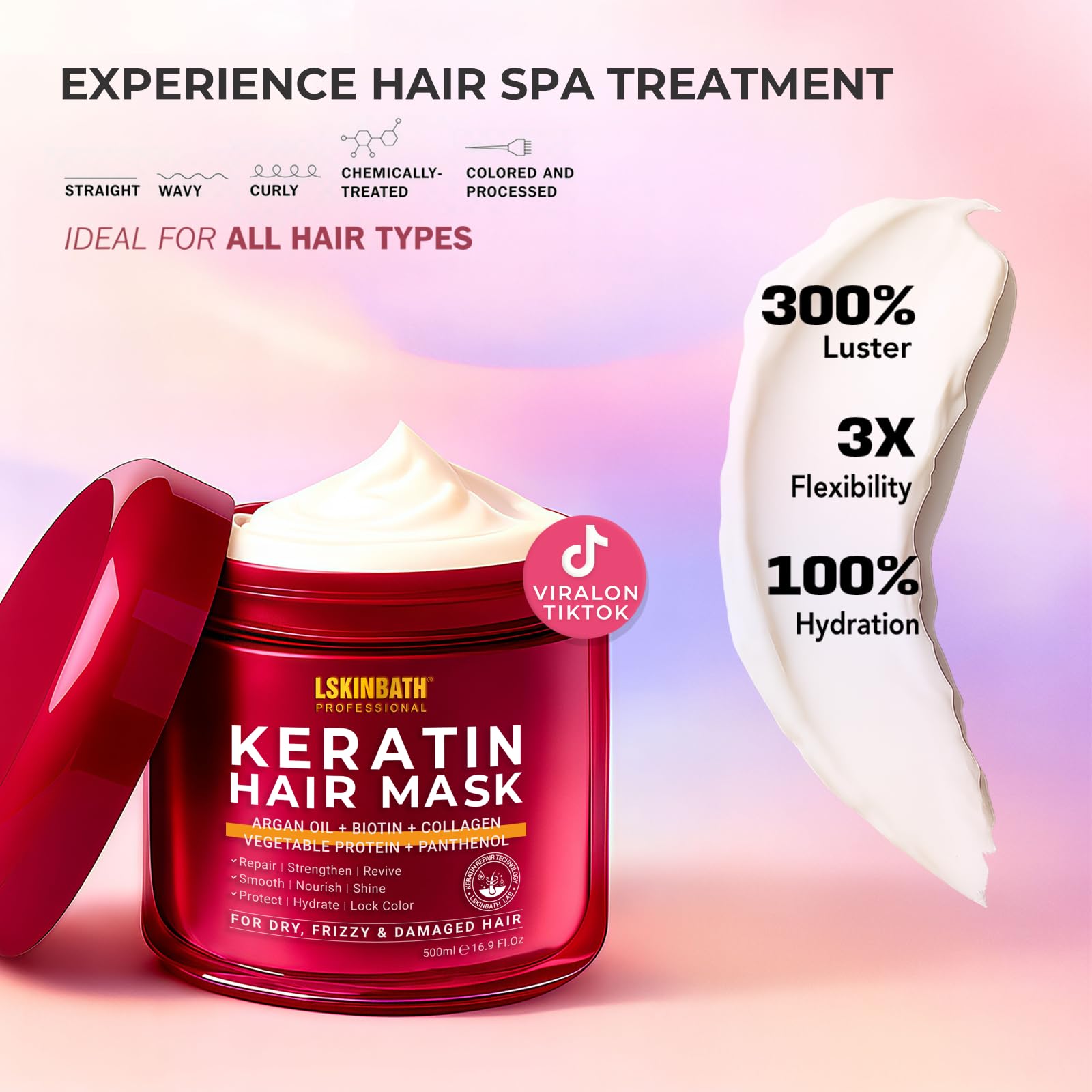 LSKINBATH Masque définition boucles porosité faible, curls nets et définis.
