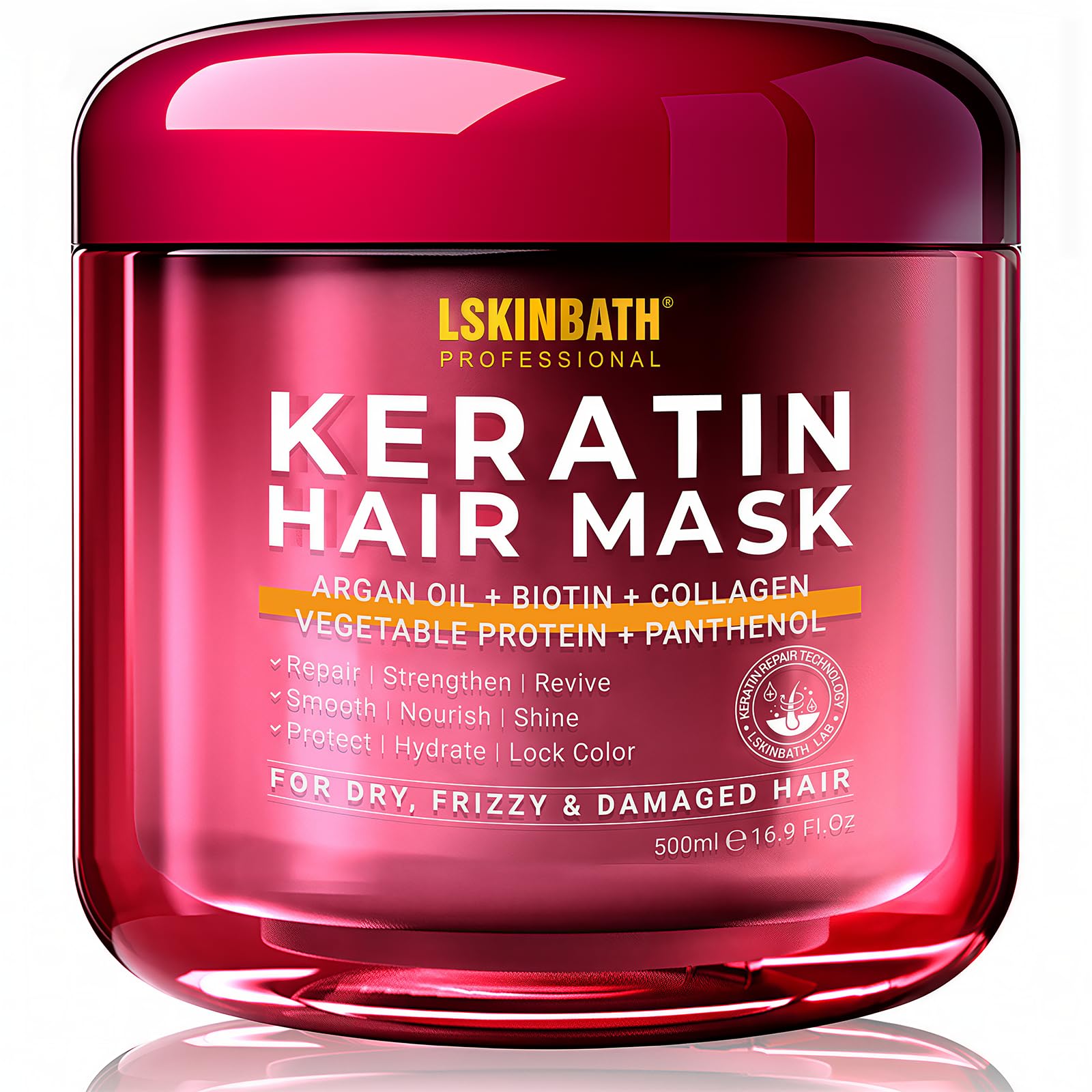 LSKINBATH Masque Keratine-Collagene en flacon, réparation des cheveux abîmés.