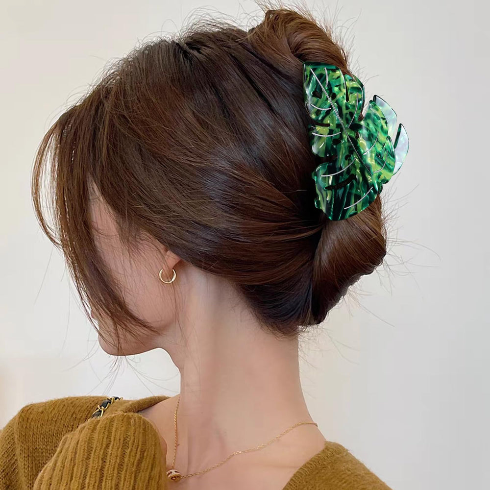 LSVOZ serre-cheveux feuille verte detail acétate premium et design délicat.