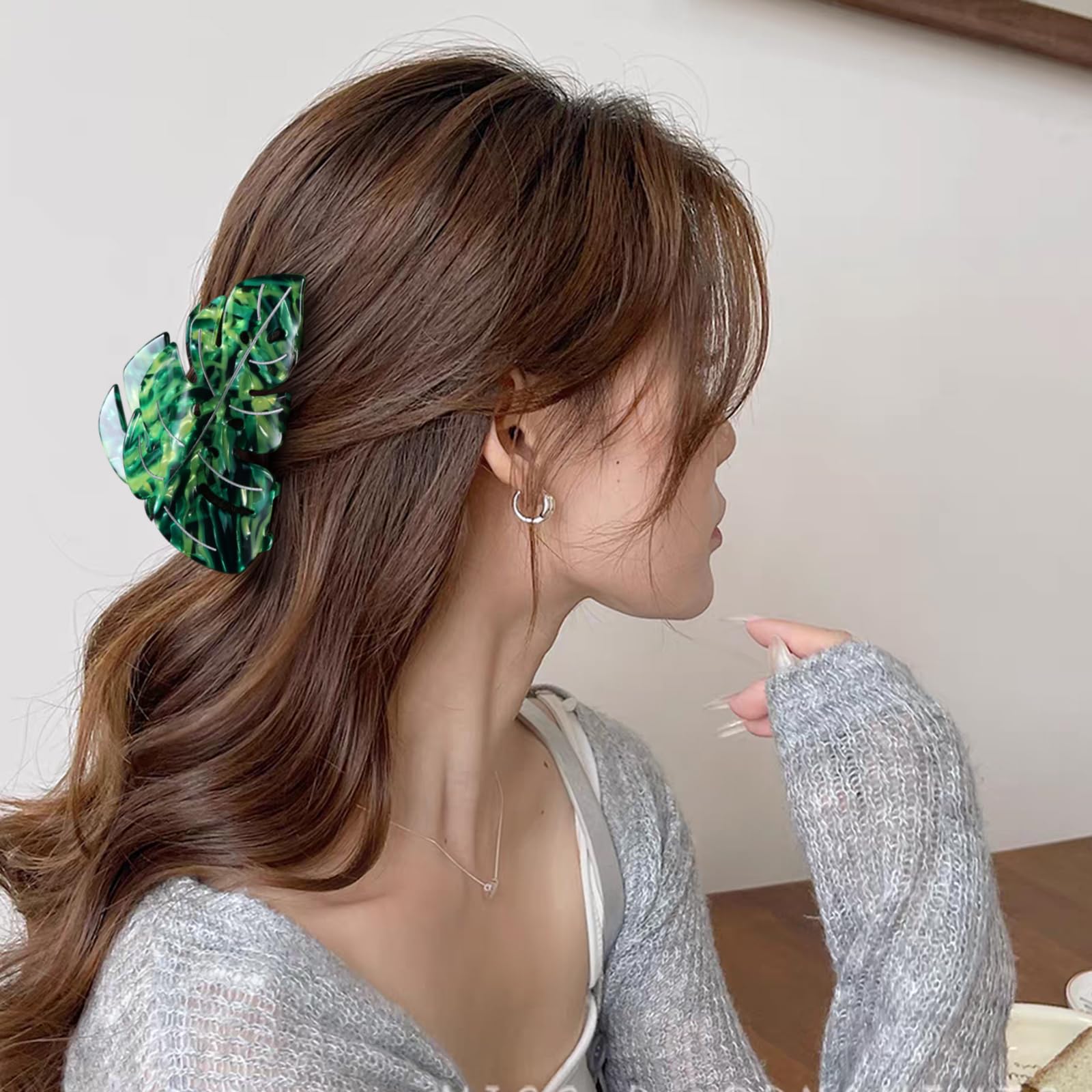 LSVOZ serre-cheveux feuille verte motif élégant pour tous les jours.