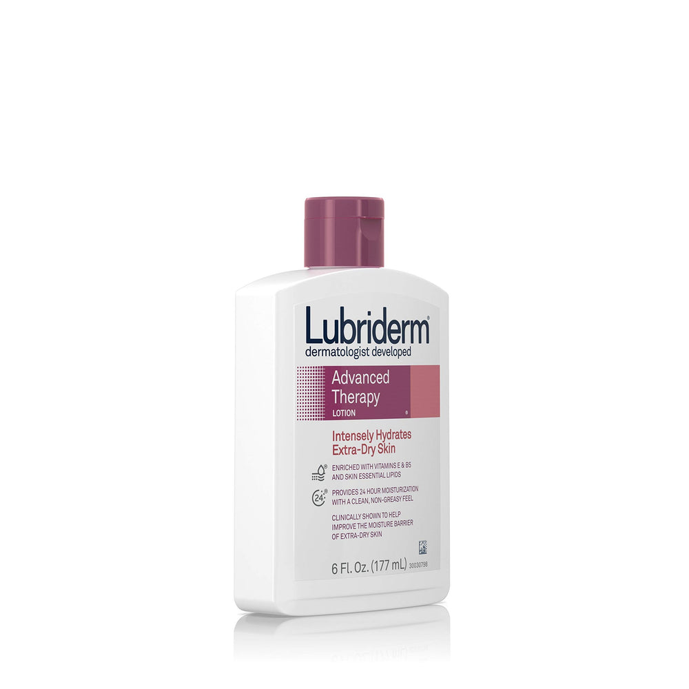 Lubriderm Advanced Therapy – application quotidienne, soin de peau sèche.
