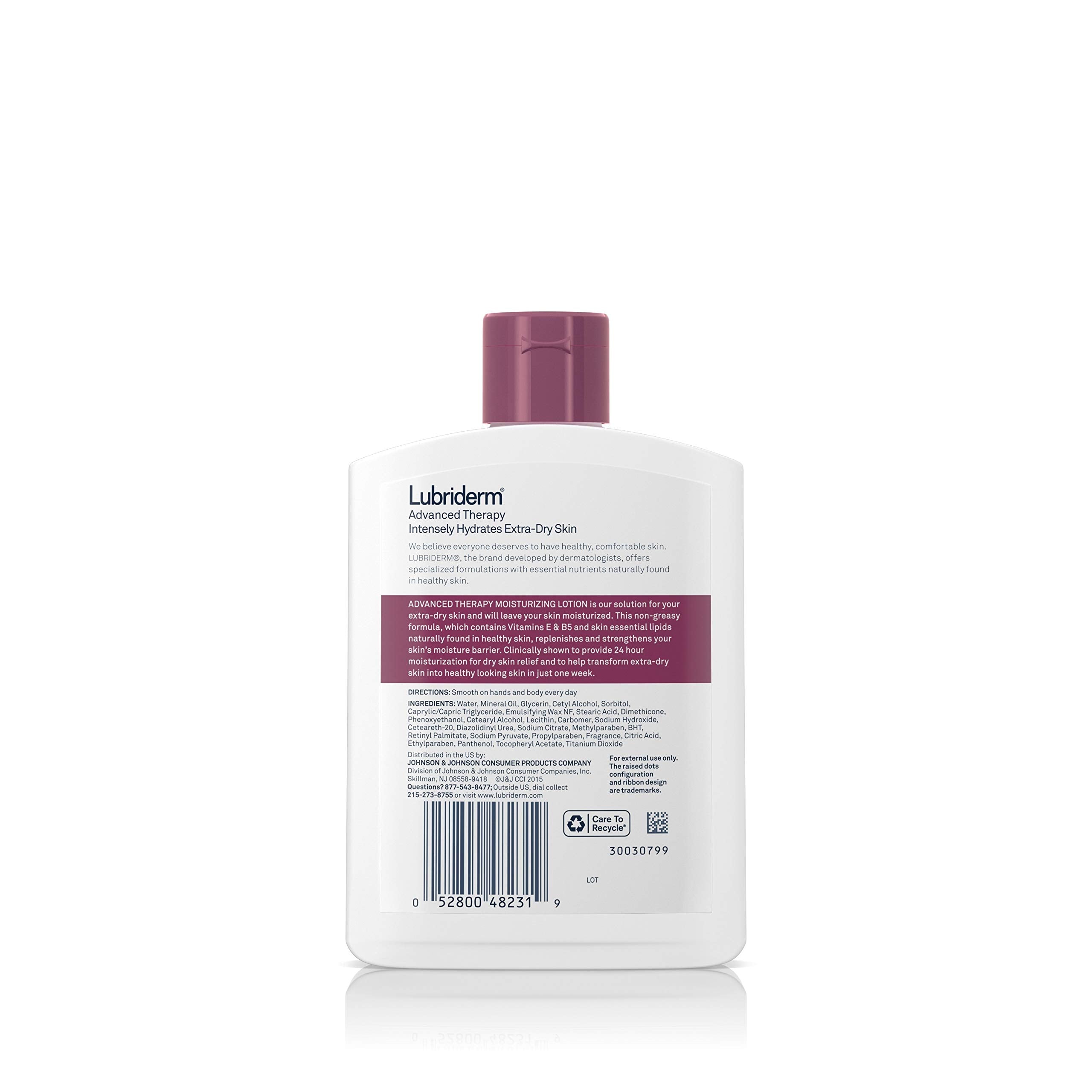 Lubriderm Advanced Therapy – texture légère, absorption rapide, peau plus confortable.
