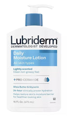 Lotion Lubriderm dans une bouteille de 473 ml pour peau sèche.