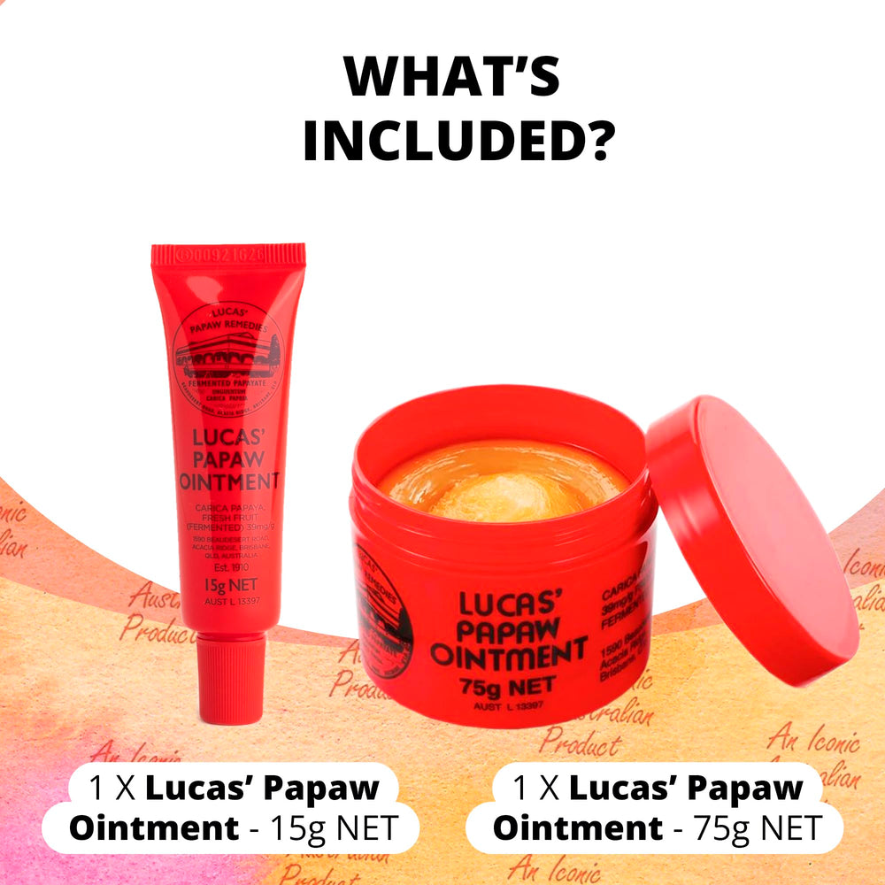 Baume Lucas Papaw lèvres 15 g format voyage, hydratant et pratique.