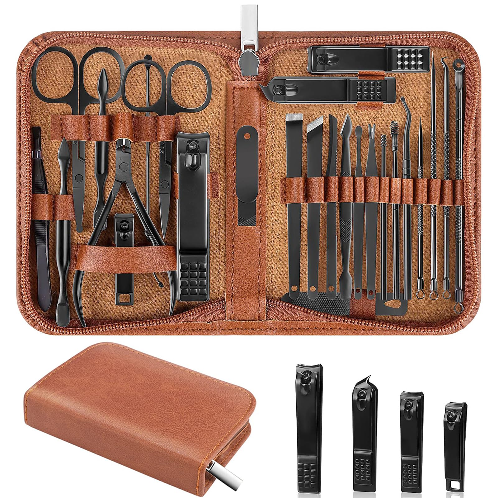 LUCK AROUND coffret 26 outils manicure-pedicure, rangement pratique pour soins à domicile.