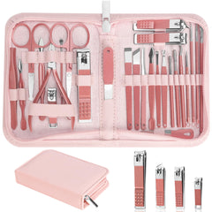 LUCK AROUND ensemble-manucure 26-piece etui rose : kit complet pour soins des ongles à domicile.