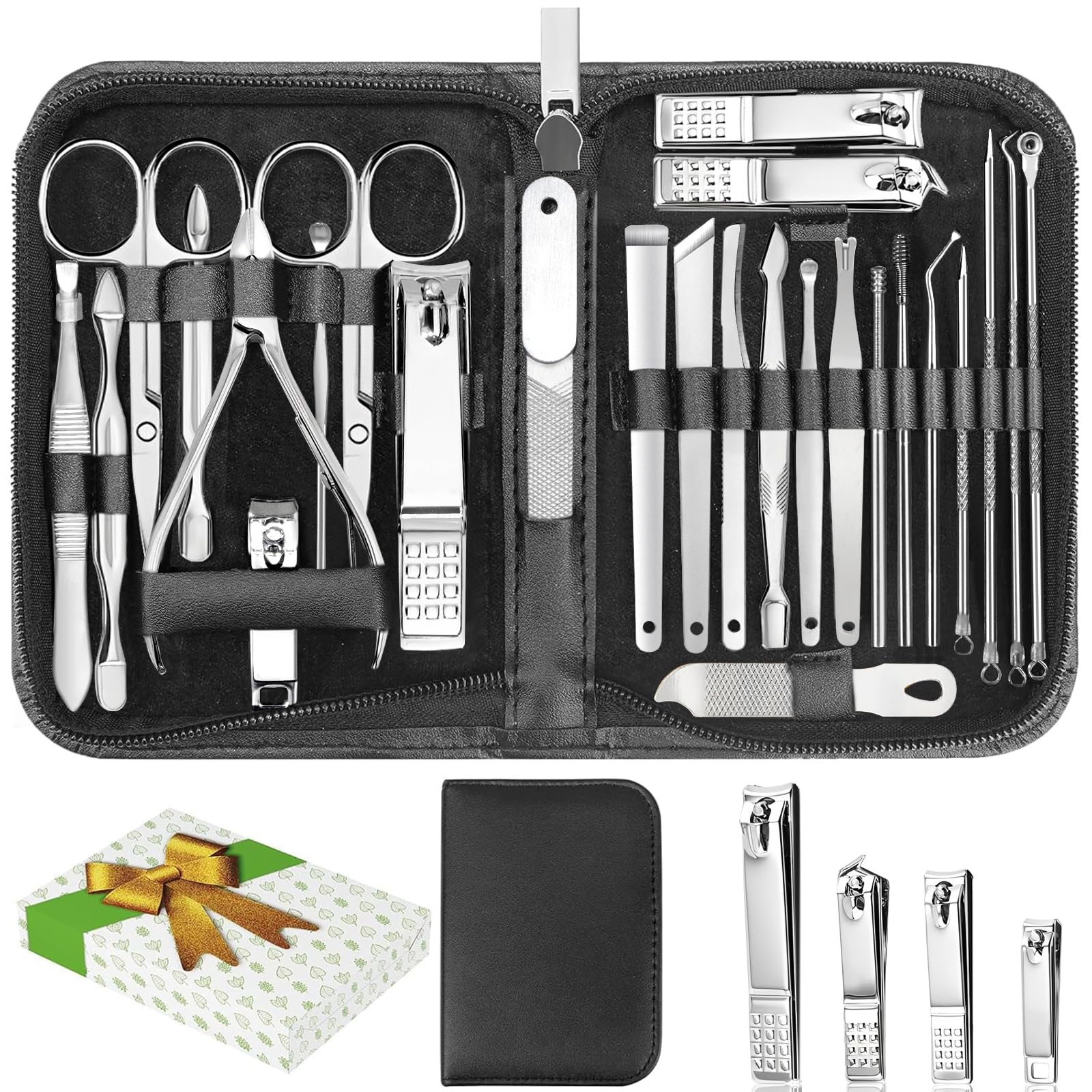 LUCK AROUND ensemble-manucure-pedicure 26 pièces, outils professionnels pour des soins des ongles à domicile.