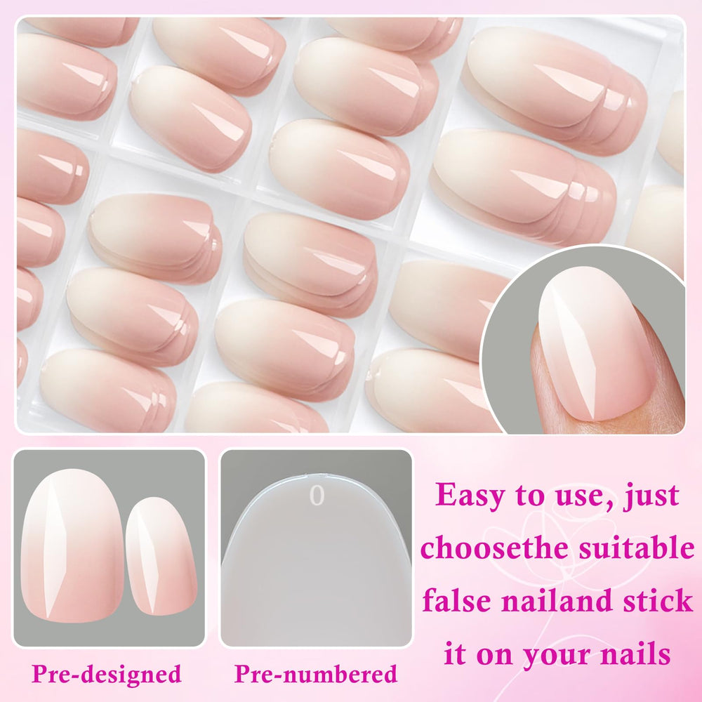 LuckForever ongles ombre court ovale sécurité : solution sans endommager les ongles naturels.