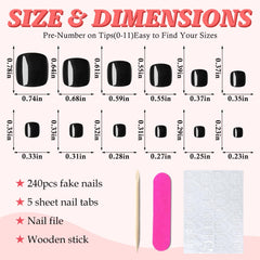 LuckForever ongles d’orteils noirs courts et carrés pour un look rapide et naturel