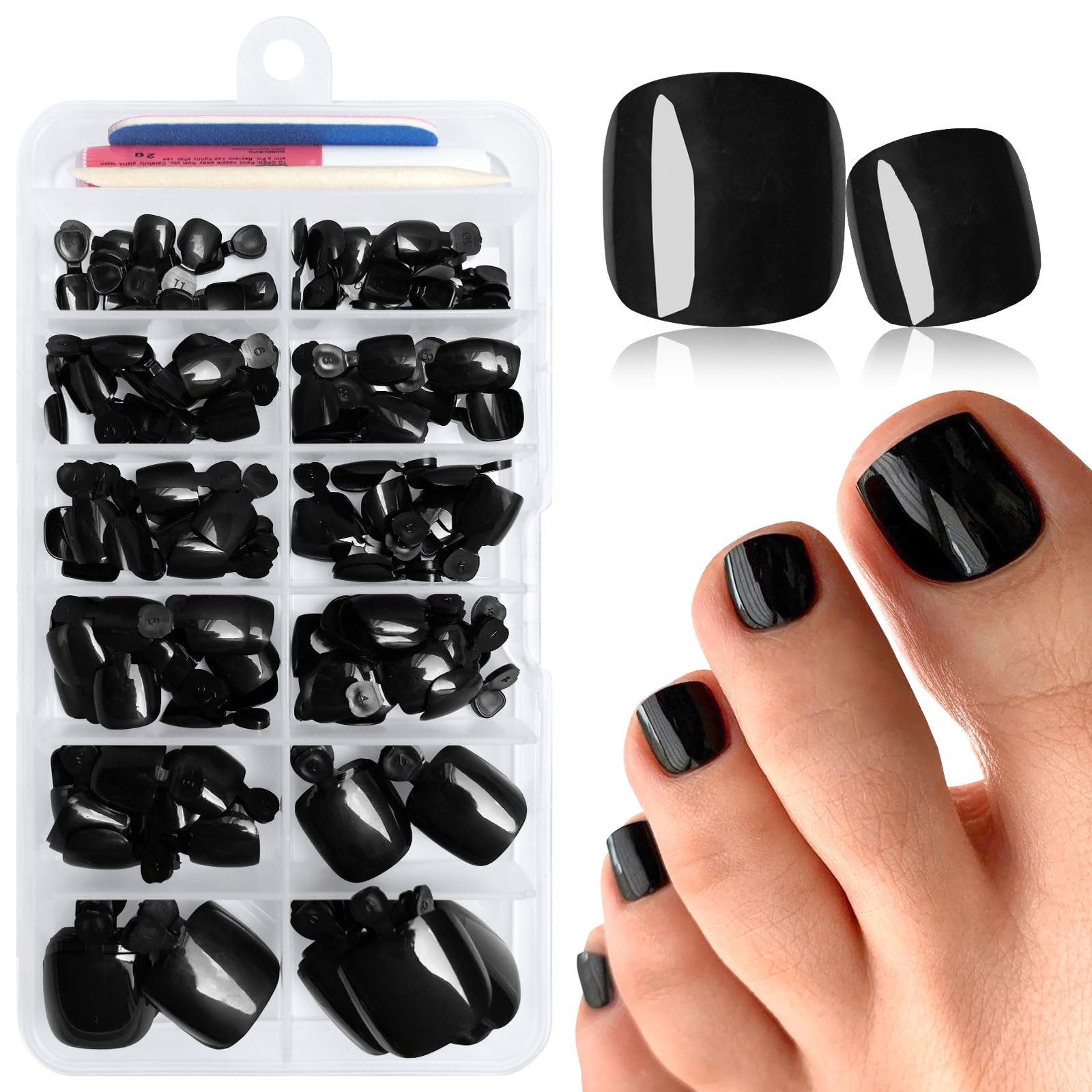 LuckForever ongles d’orteils noirs – ensemble complet pour pédicure rapide à domicile