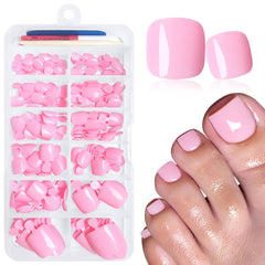LuckForever: ensemble d'ongles-pieds roses 168 pièces pour pédicure à domicile et rangement.