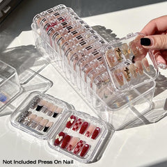 LUCKJUJU display ongles transparents, visibilité nette sans ouvrir les boîtes.