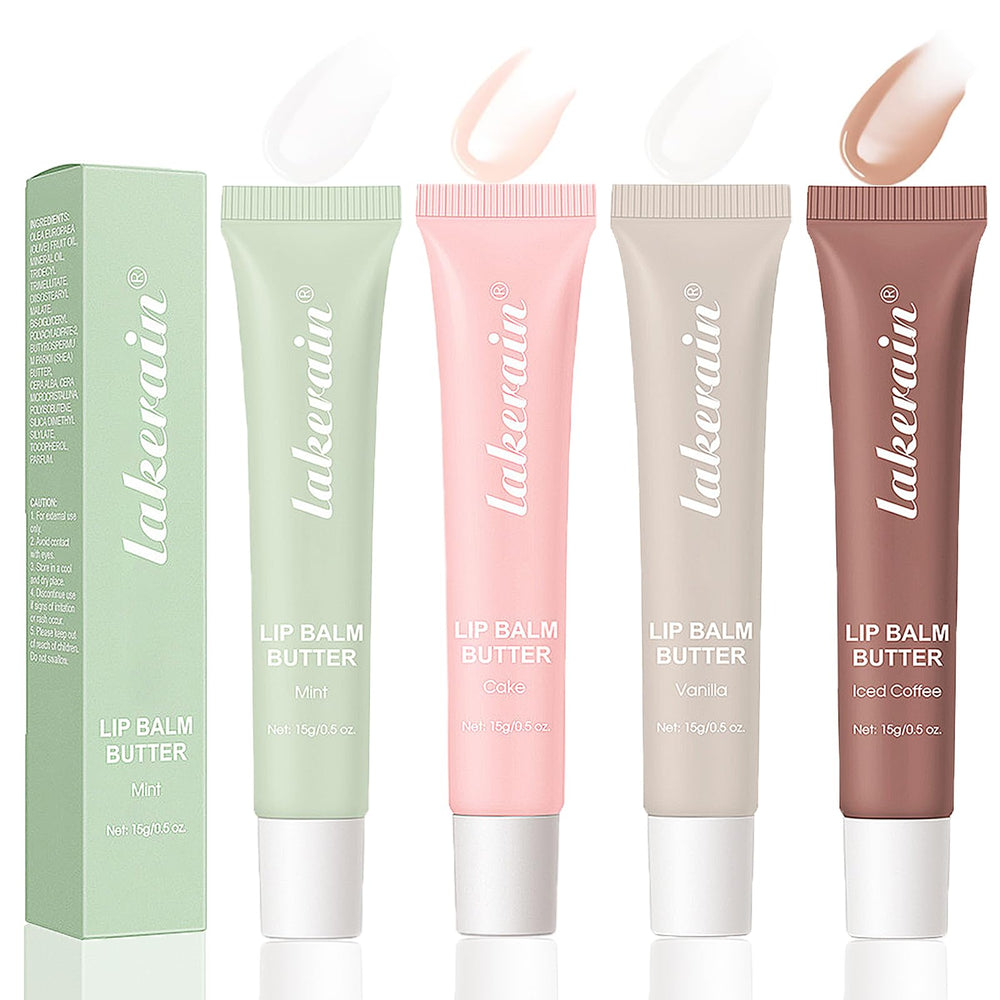 Coffret LuckNest avec quatre baumes lèvres brillant, hydratation durable et texture soyeuse.