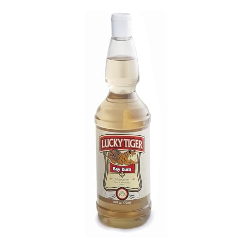 Lucky Tiger Bay Rum: application rafraîchissante pour resserrer les pores après rasage.