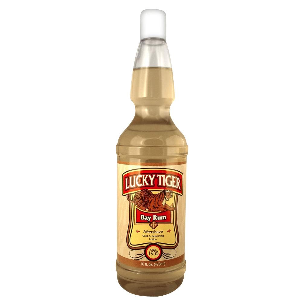 Lucky Tiger Bay Rum: bouteille plan serré, parfum classique et rafraîchissant.