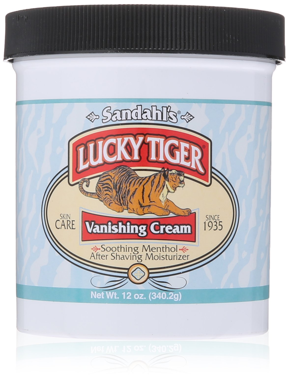 Lucky Tiger Sandahl’s Vanishing Cream dans le bocal, texture légère, apaisement après rasage.