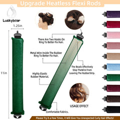 Luckybear ensemble 3 rouleaux satin vert pour boucles naturelles sans chaleur