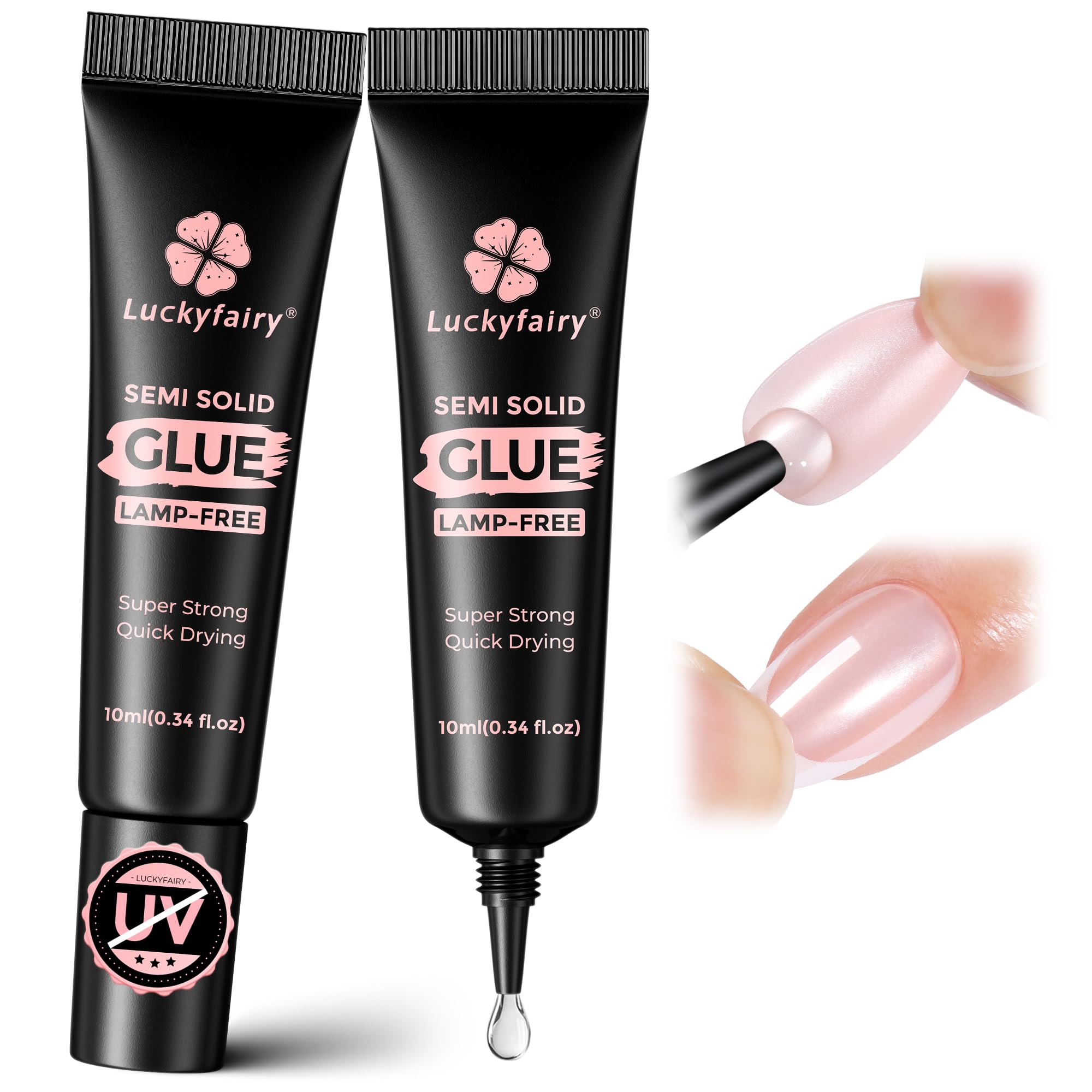 Luckyfairy Colle Ongles 10g – deux tubes, adhérence durable et pratique.