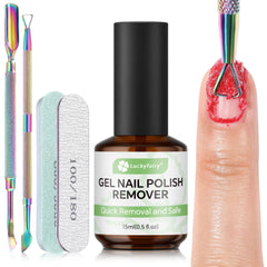 Dissolvant gel vernis Luckyfairy en flacon 15 ml pour retrait rapide