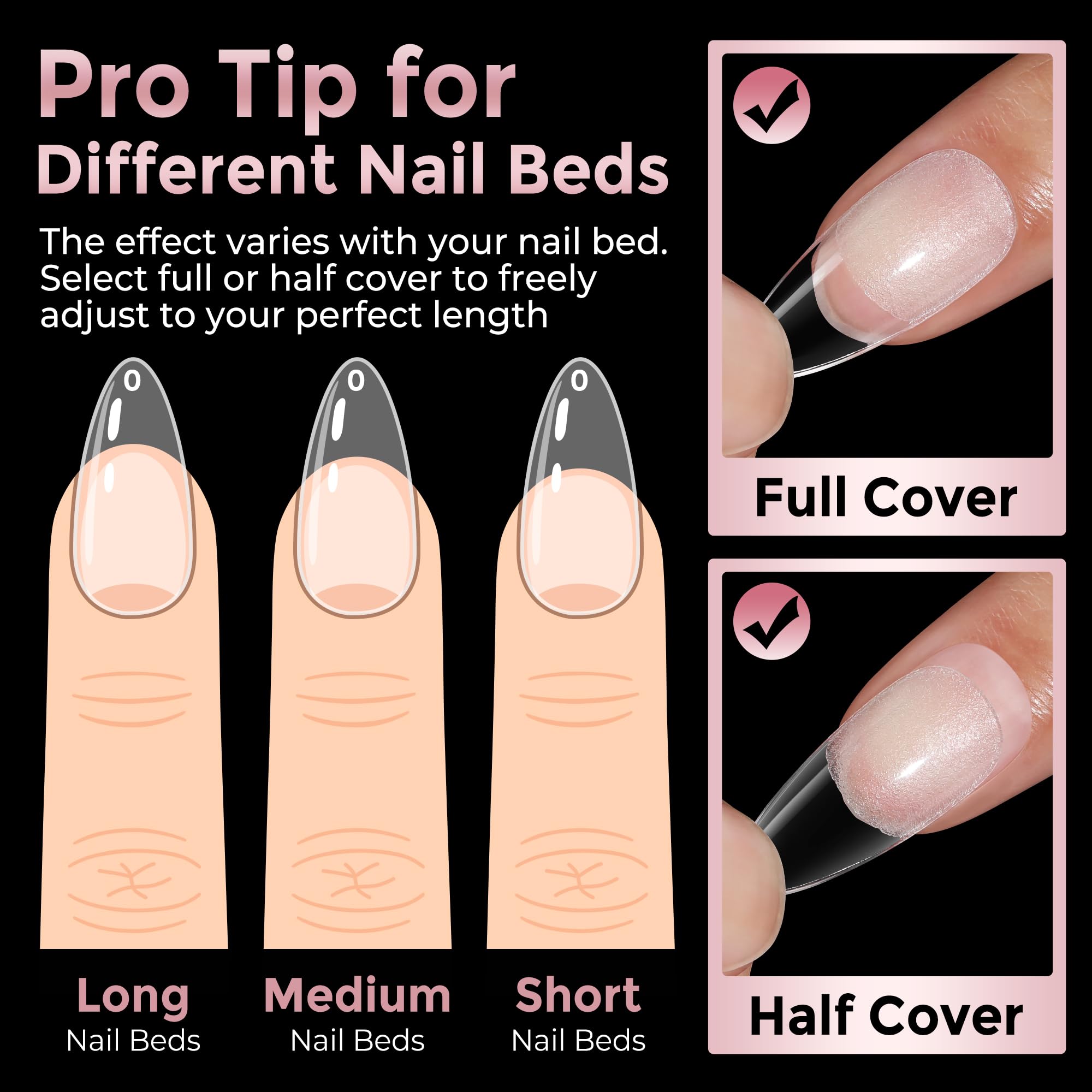 Luckyfairy embouts ongles demi-mat, option matte pour look subtil.