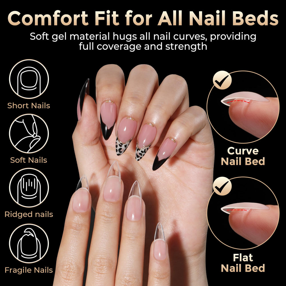 Ongles en gel amande avec texture intérieure froisée Luckyfairy.