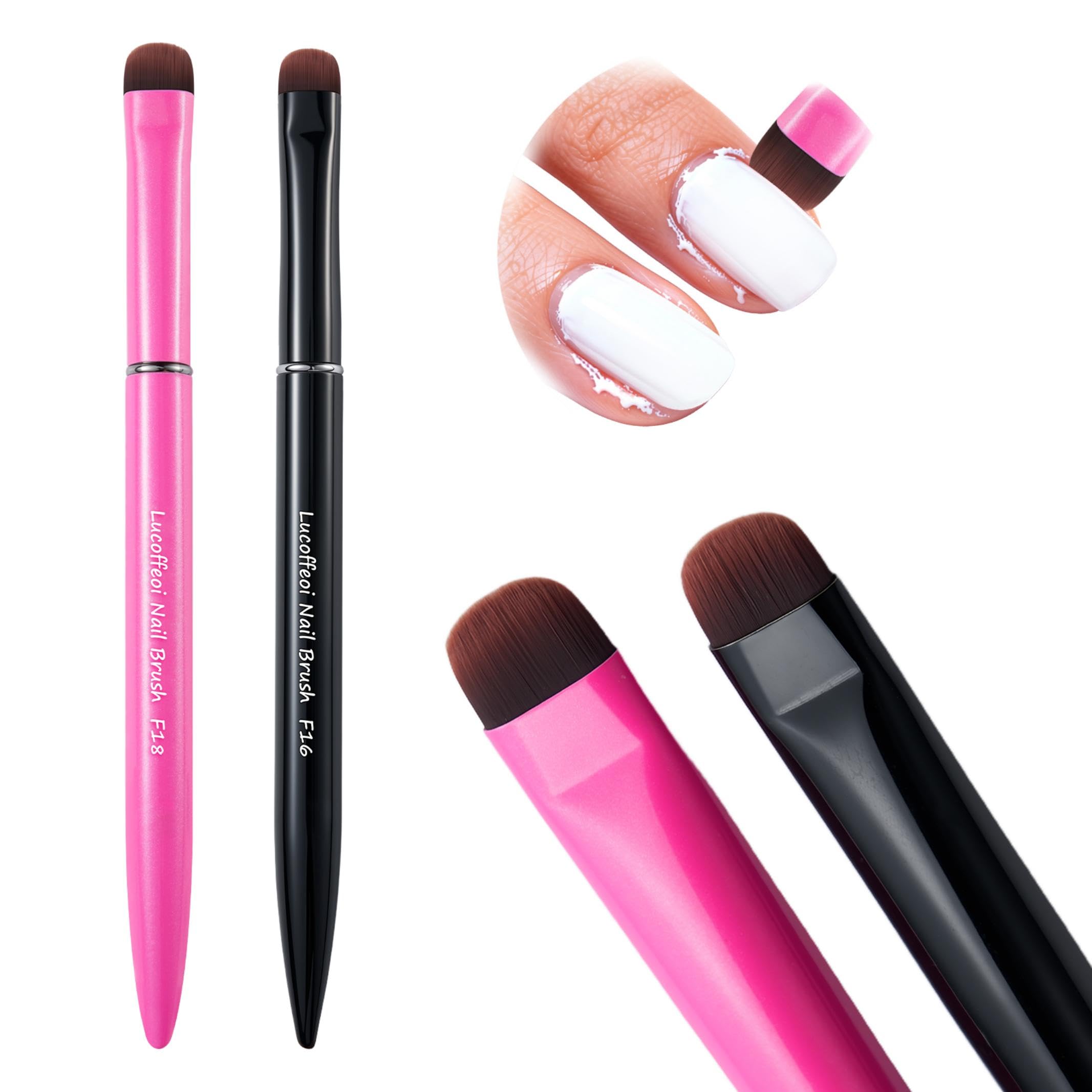 Lucoffeoi brosse F18 rose pour précision lors d'applications gel et polygel