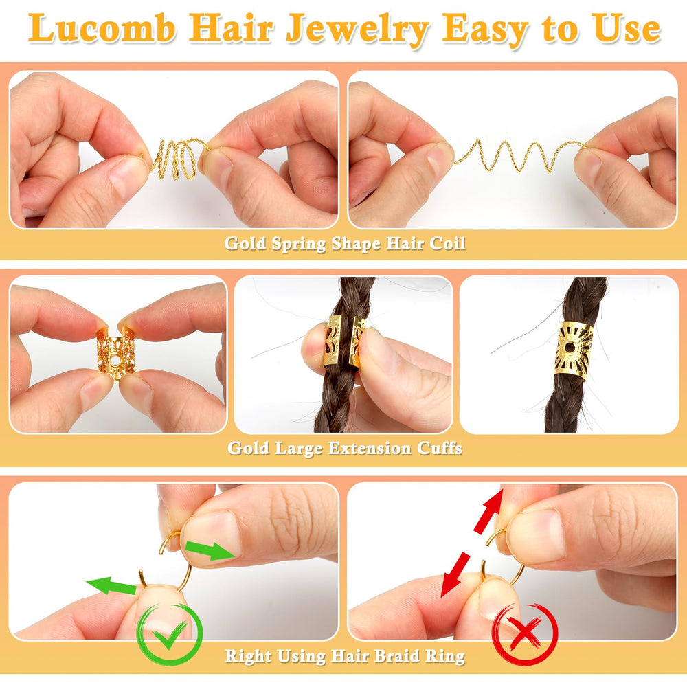 Lucomb bijoux cheveux clip-secure : montage facile sans abîmer les tresses.