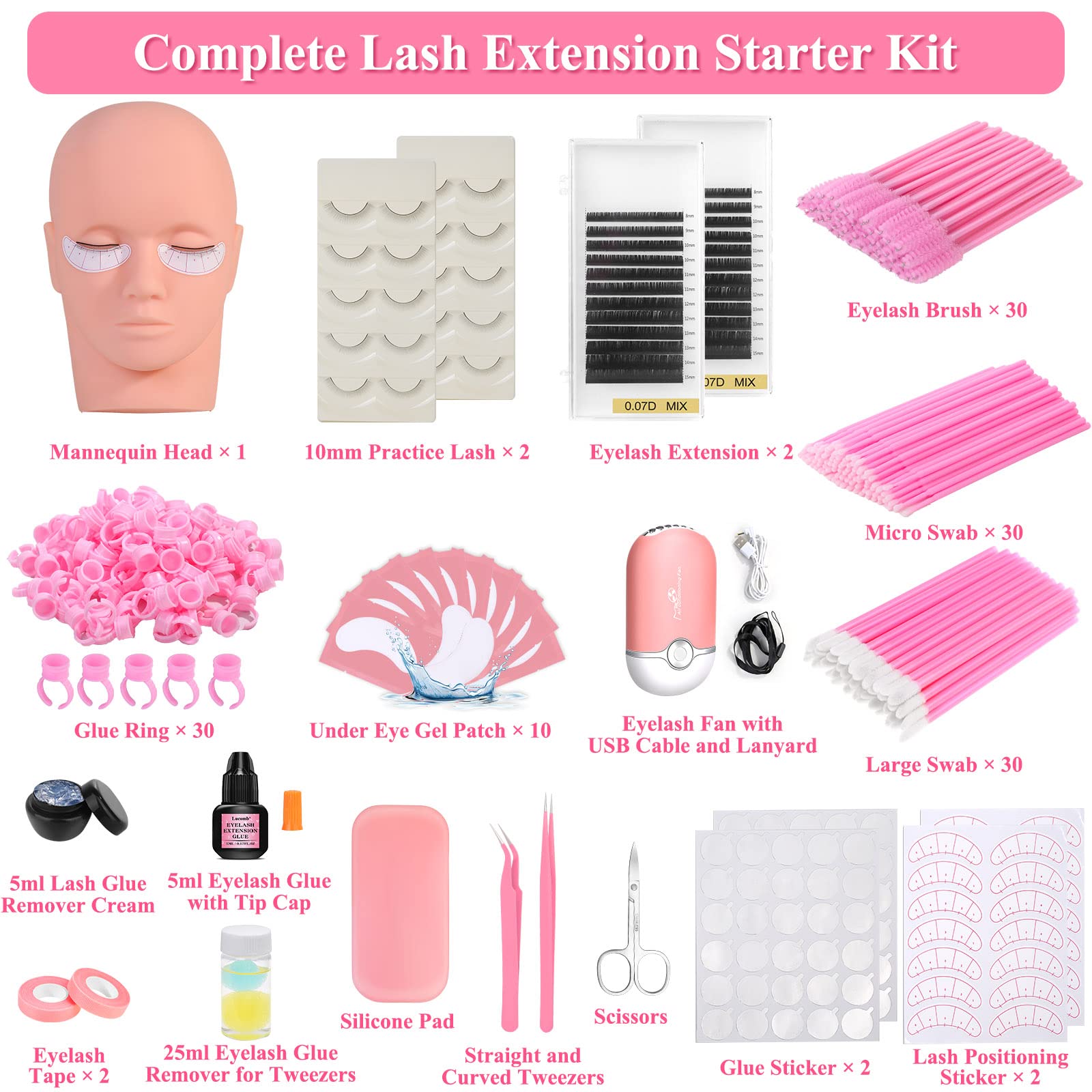 Lucomb extensions cils kit pour simulation réaliste et prise en main rapide