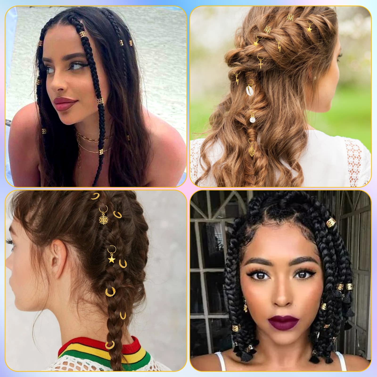 Lucomb ornements-cheveux argent tresses, multiples motifs pour personnaliser.