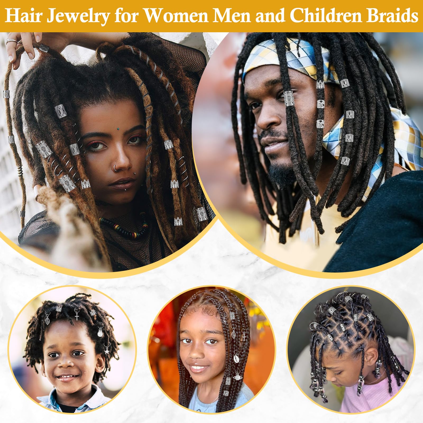 Lucomb ressorts argent pour dreadlocks, possibilités de mise en style