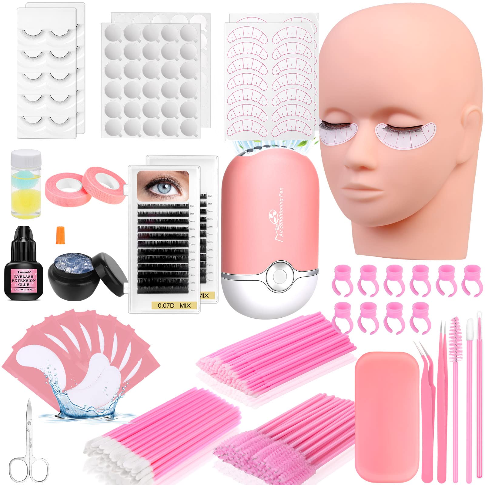 Lucomb tête mannequin en silicone pour formation pratique des extensions de cils