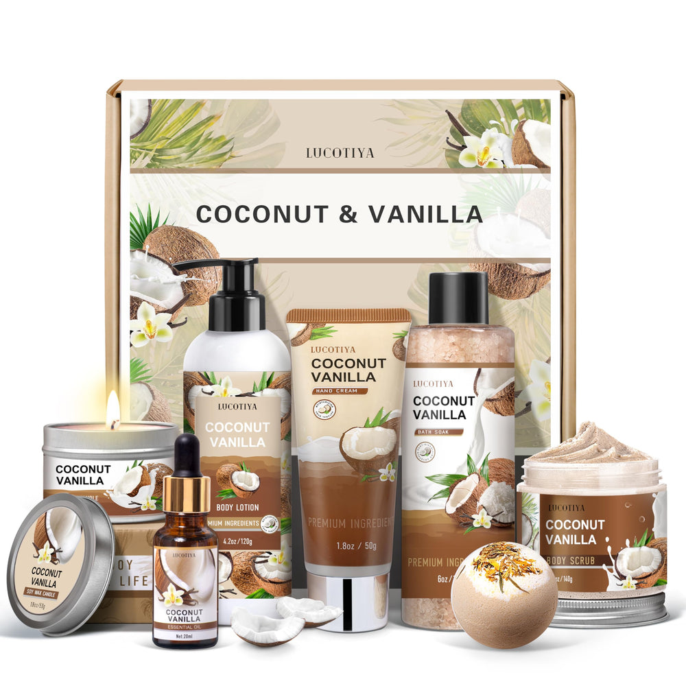 LUCOTIYA packaging for Coconut Vanilla gift set, ready to give