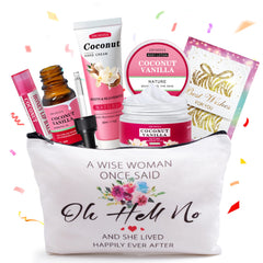 Coffret cadeau LUCOTIYA vanille coco pour femmes, plaisir sensoriel et soin voyage.