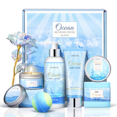 Coffret spa LUCOTIYA avec bougie: moment de détente à la maison.