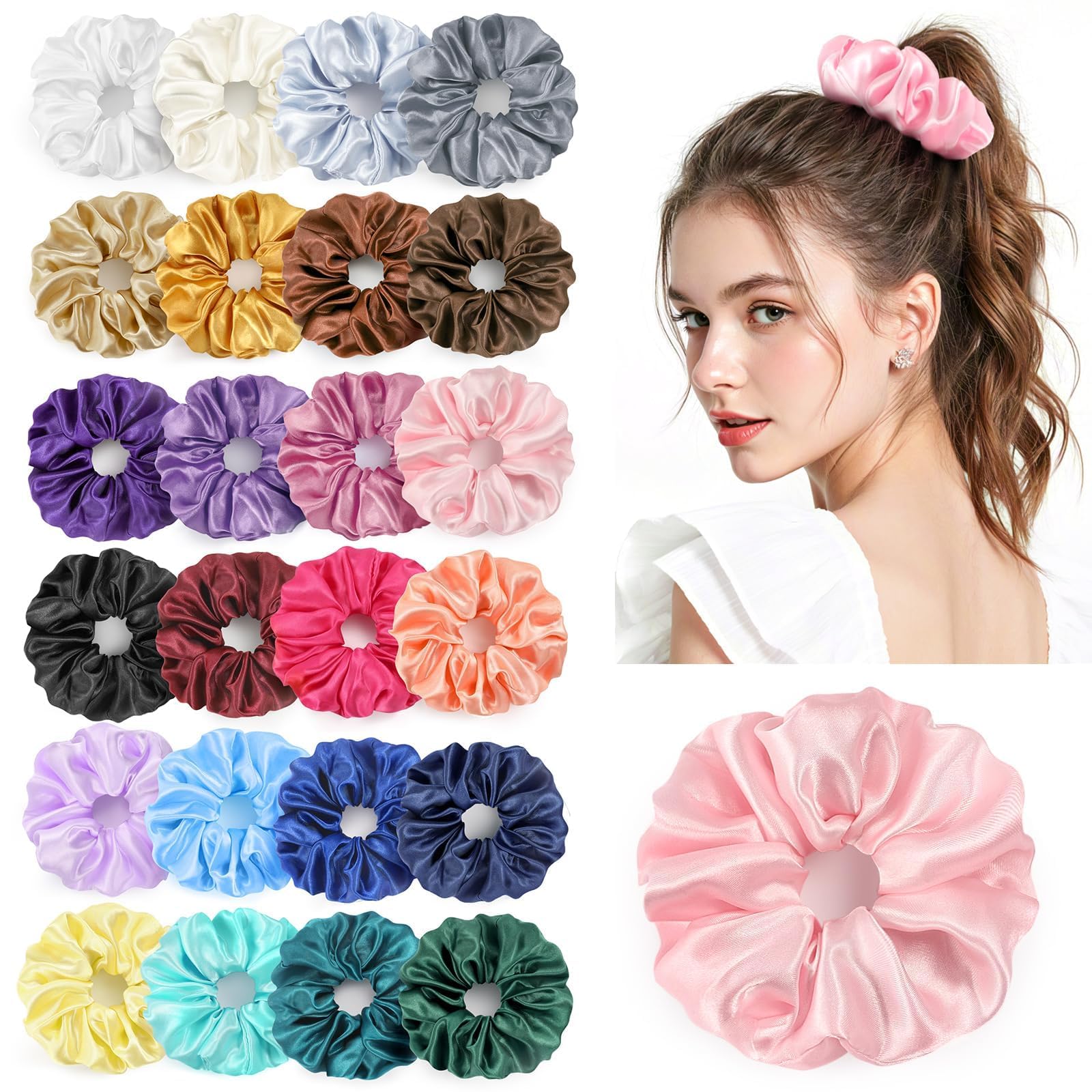 Chouchou satin LUDILO 24 couleurs pour tous les looks, douceur et tenue durable