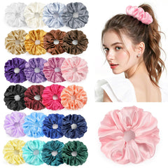 Chouchou satin LUDILO 24 couleurs pour tous les looks, douceur et tenue durable
