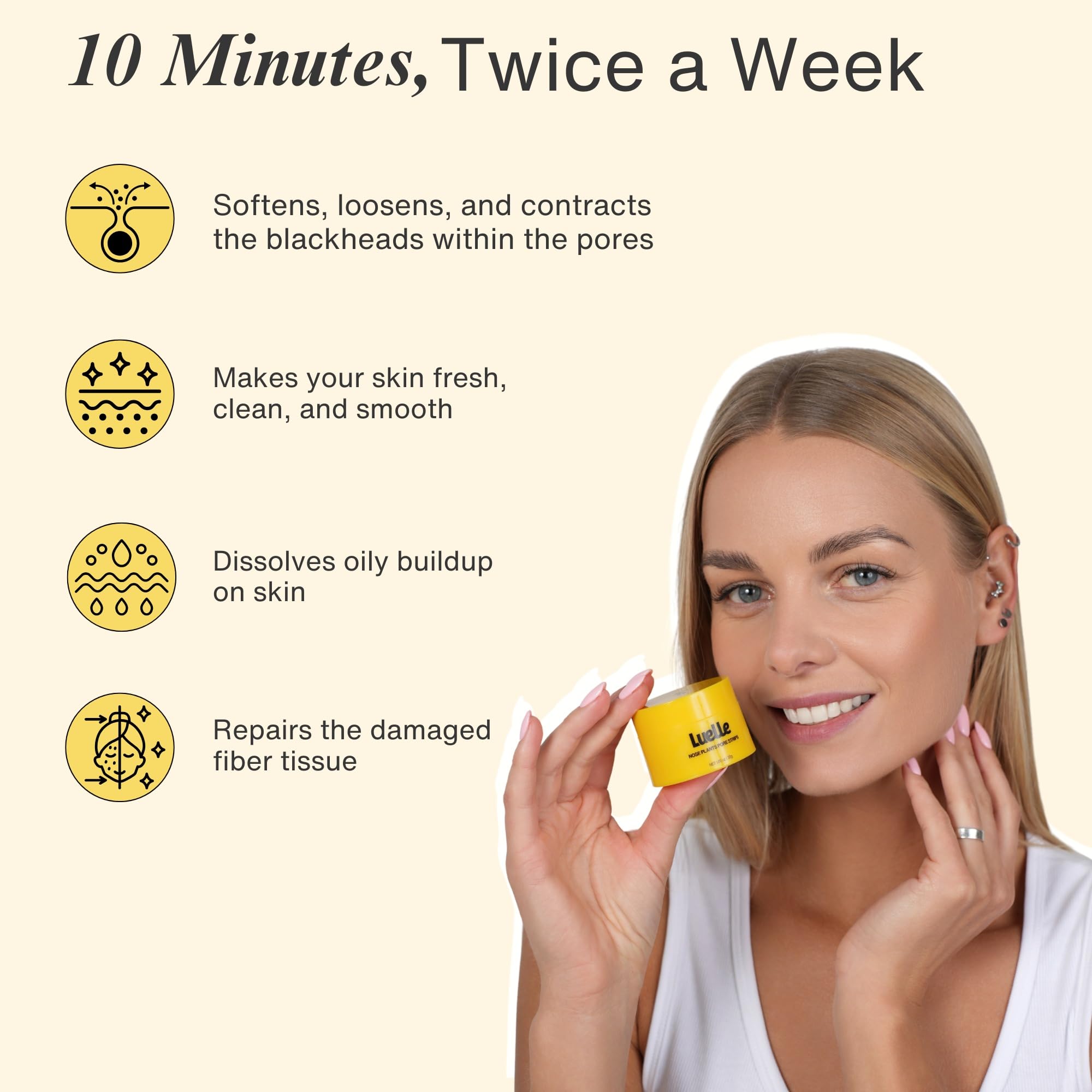 Luelle Masque peel-off visage élimine les résidus et affine les pores.