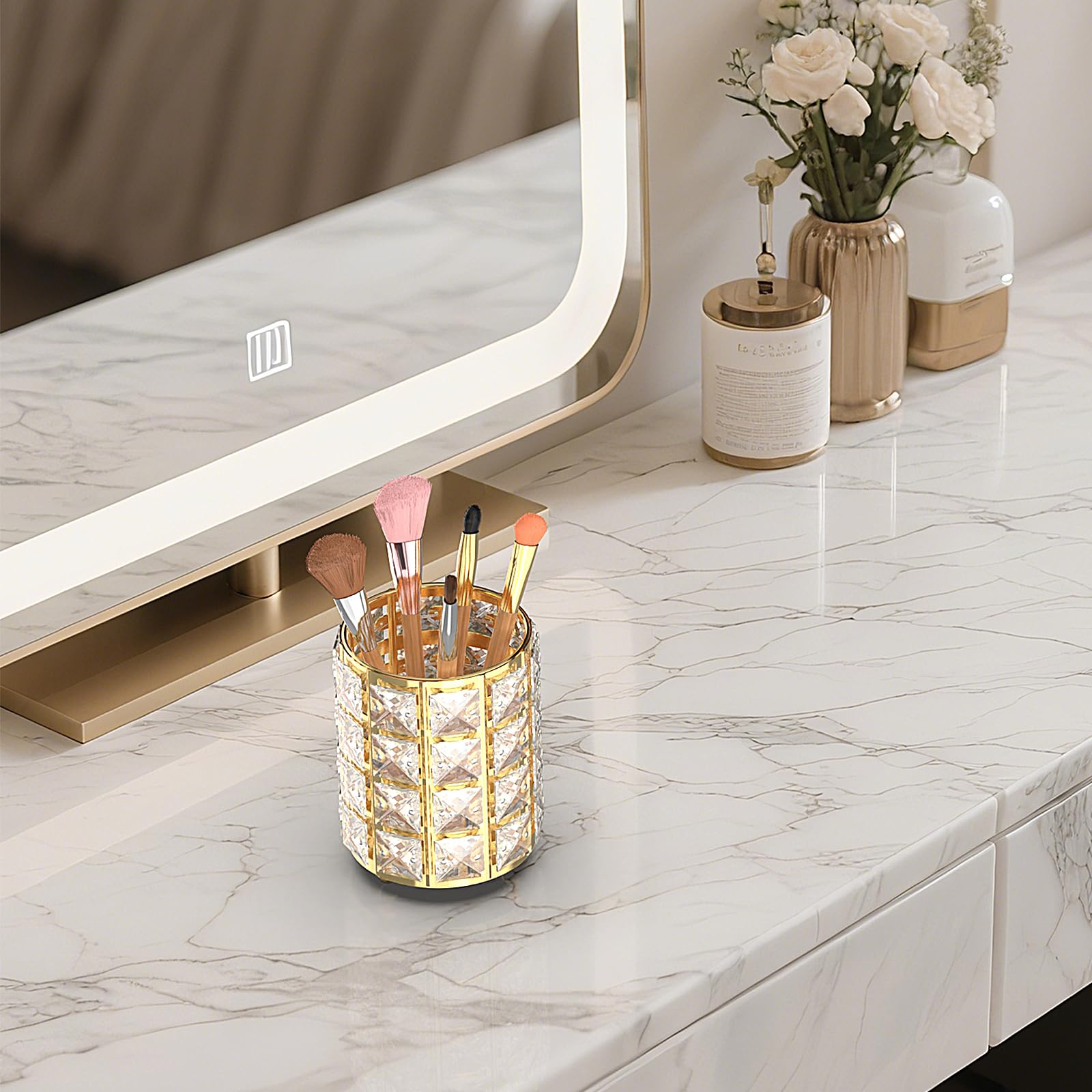LUGUNU organisateur bureau porte-stylo cristal doré pour bureau chic