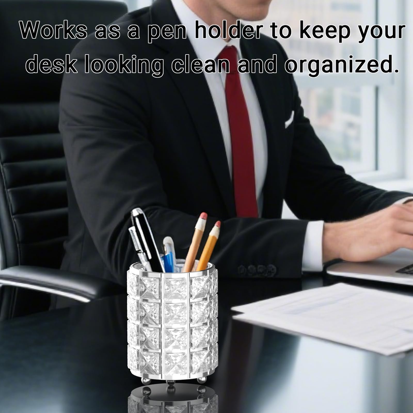 Support-stylo-pinceaux Lugunu, design compact, idéal pour vanité et bureau.