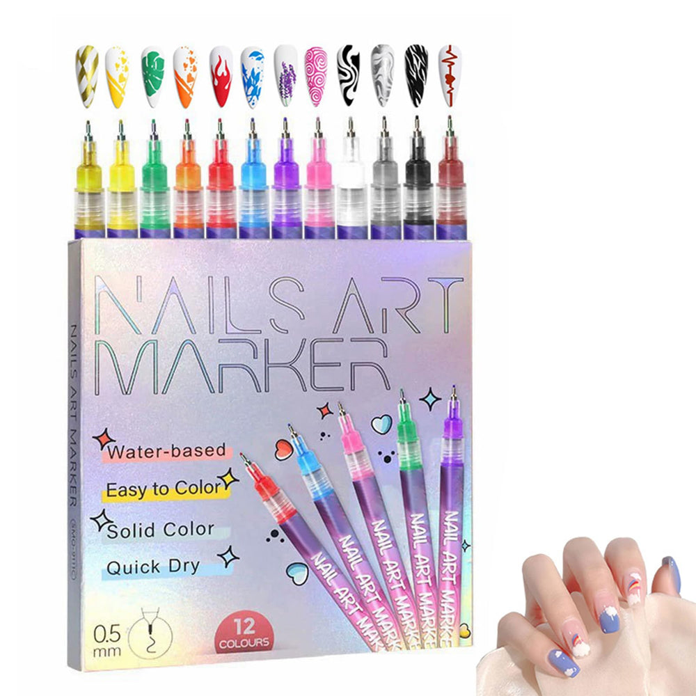 Luhaka ensemble-stylo-art-ongles 12 couleurs pour motifs variés à domicile.