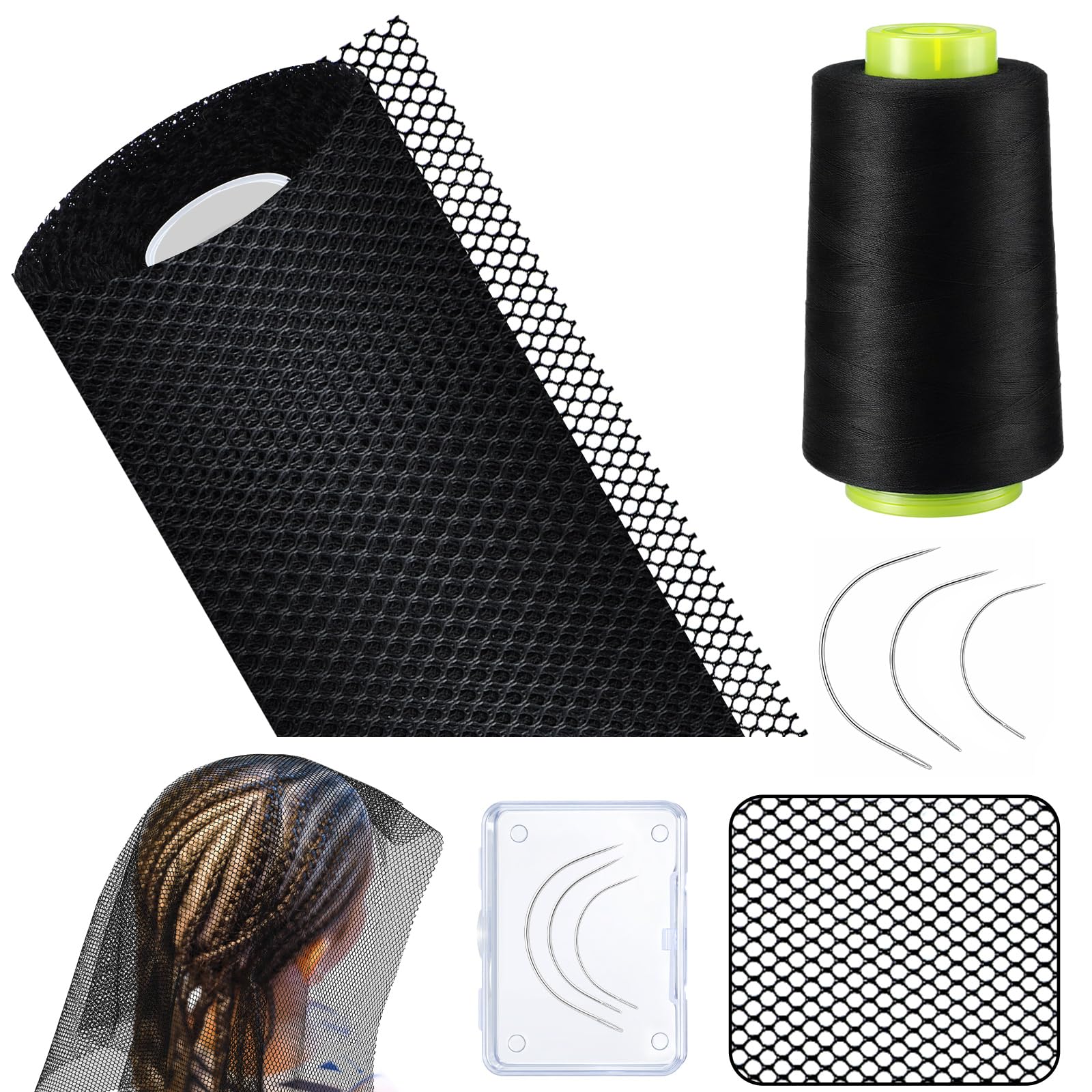 Luinabio – Réseau-cheveux 19pouces33pieds noir, couverture confortable pour tissage.