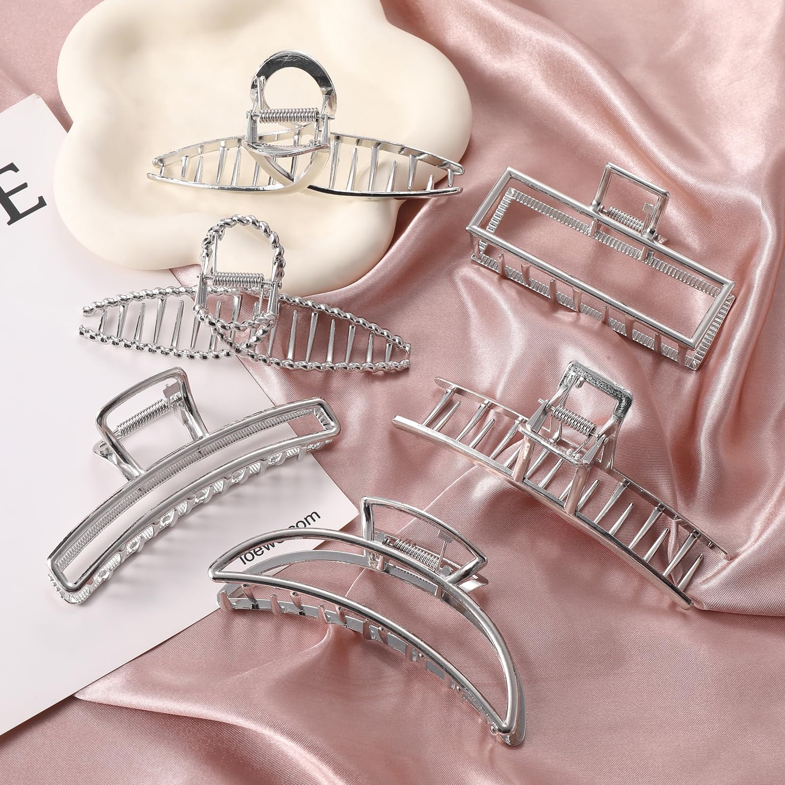 Pince LUKACY pour femmes et mamans, métal argenté, 4 pouces, pratique et chic.