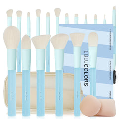 Ensemble 18 pinceaux LULUCOLORS bleu clair pour application précise